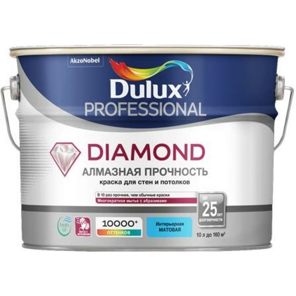 Износостойкая моющаяся краска для стен и потолков Dulux