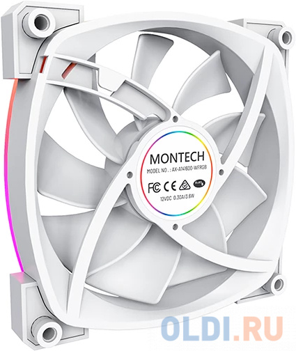 Вентилятор для корпуса Montech AX140 ARGB 140х140x25 белый 4-pin 27.9дБ (AX140 PWM WHITE) Ret