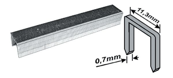 Скобы для степлера MOS закаленные 11,3 мм х 0,7 мм, (узкие тип 53) 10 мм, 1000 шт. 31373М в Москвe