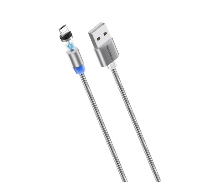 Кабель More choice K61Sm 1м Dark Grey Smart USB 3.0A для micro USB Magnetic серый