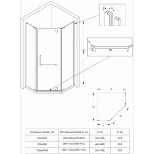 Душевой уголок Veconi Rovigo RV-36B 90x90 прозрачный, черный (RV36B-90-01-C5)