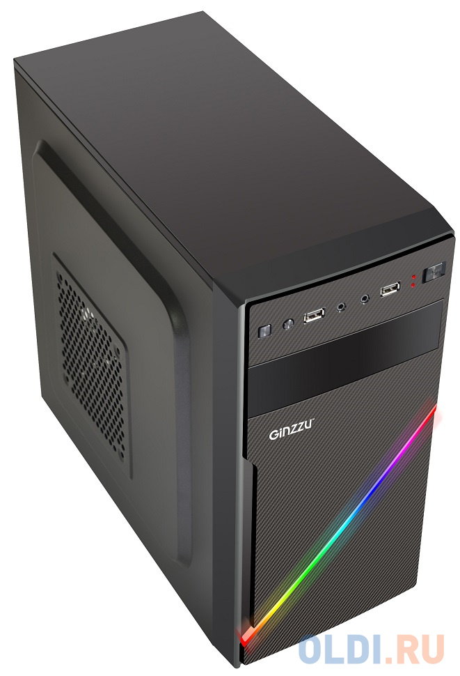 Корпус microATX GINZZU D400 RGB Без БП чёрный