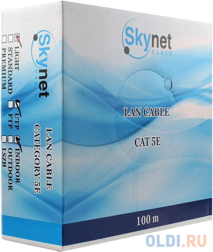 SkyNet Кабель UTP indoor 4x2x0,46, медный, FLUKE TEST, кат.5e, однож., (100м) box, серый [CSL-UTP-4-CU/100]