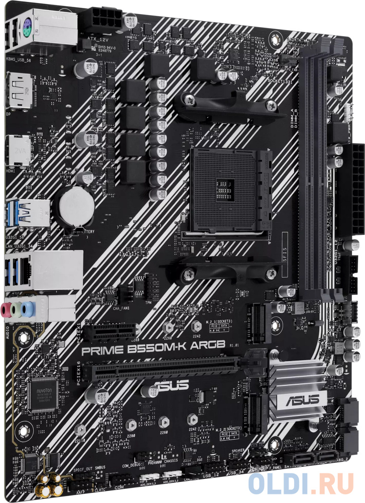 ASUS PRIME B550M-K ARGB, Socket AM4, B550, 2*DDR4, DP+HDMI, SATA3 + RAID, Audio, Gb LAN, USB 3.2, USB 2.0, COM*1 header (w/o cable), mATX ; 90MB1GC0-M