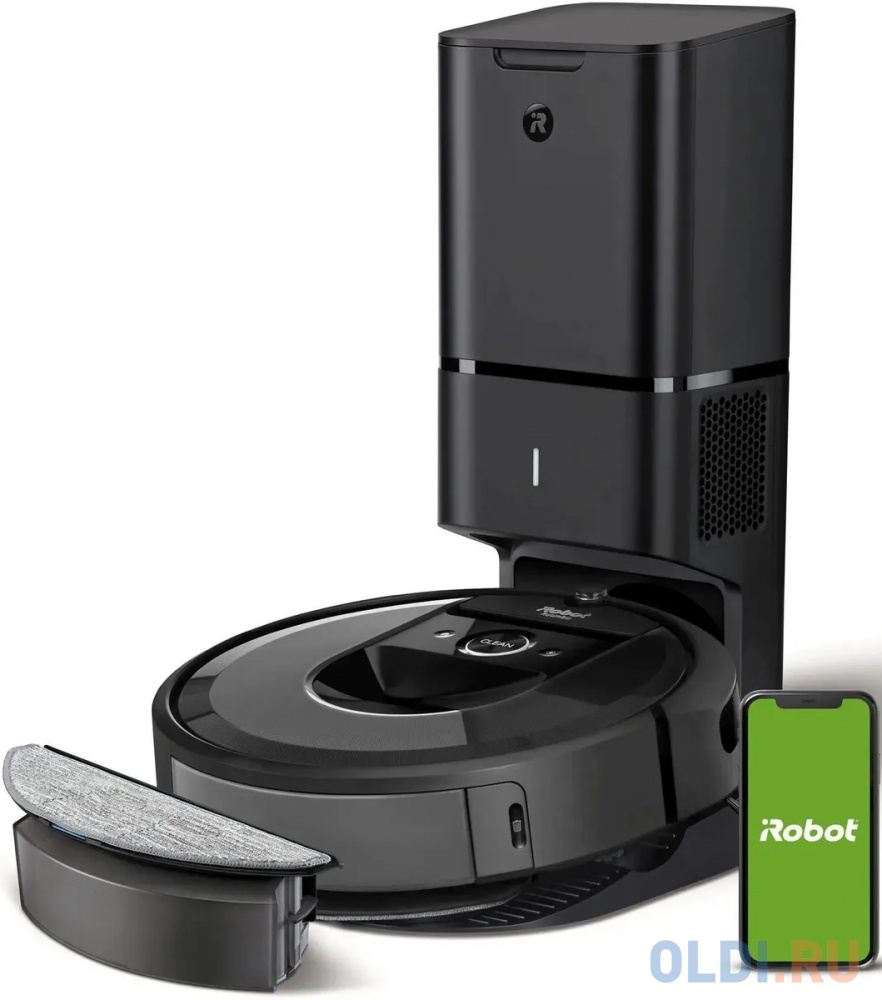 Робот-пылесос iRobot Roomba Combo  i8+, 55Вт, черный графит/черный [i857040plus_rnd]