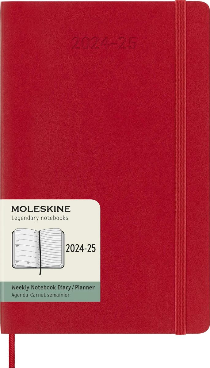 Еженедельник датированный 130х210мм Moleskine Academic Soft WKNT, в линейку, 208 листов красный (DSF218WN3)