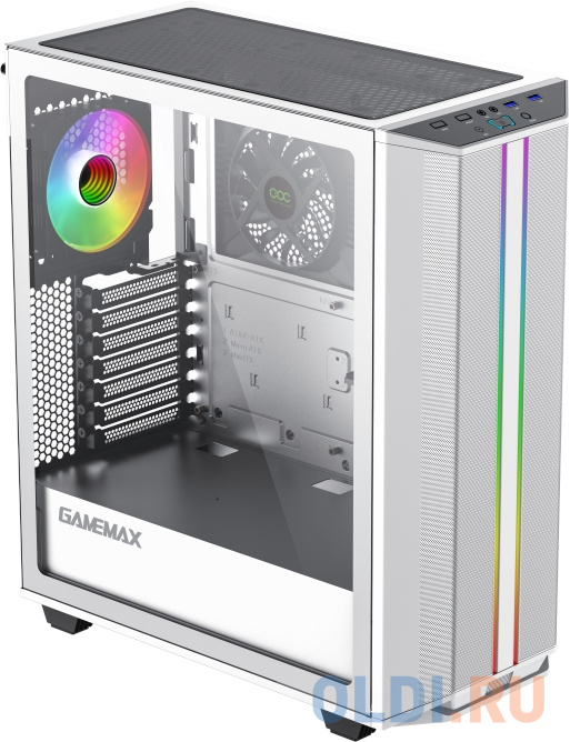 GameMax Корпус Precision COC White (T808) (ATX, Белый, 2*USB 3.0, Зак.стекло, 1*120мм+ COC, без БП)