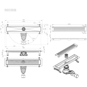 Душевой лоток Am.Pm MasterFlow затвор Cut Gradient 50 см, черный (W01SC-P11-050-01BM) в Москвe