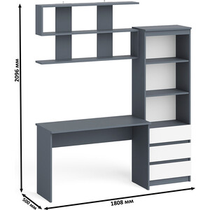 Стол письменный СВК Мори МСП1200.1 + Стеллаж МСТ600.3 + Полка 1200, цвет графит/белый (1027874) в Москвe