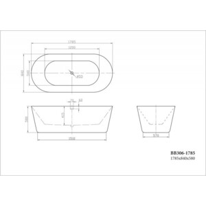 Акриловая ванна BelBagno 180х85 слив-перелив хром (BB306-1785, BB39-OVF-CRM)