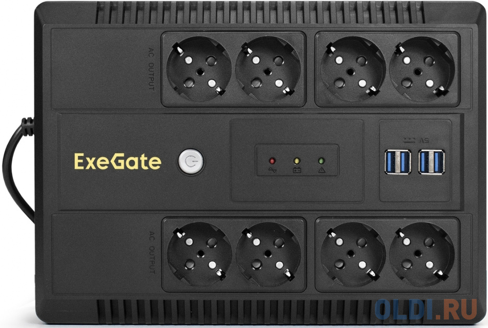 ИБП ExeGate NEO NNB-1000.LED.AVR.8SH.CH <1000VA/650W, LED, AVR, 8*Schuko, 4*USB-порта для зарядки, Black>