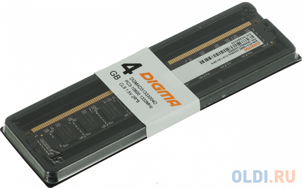 Память DDR3 4Gb 1333MHz Digma DGMAD31333004D RTL PC3-10600 CL9 DIMM 240-pin 1.5В dual rank в Москвe