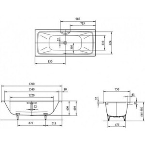 Ванна стальная Kaldewei Cayono Duo 724 Antislip, Easy Clean 170x75 см (272430003001) в Москвe