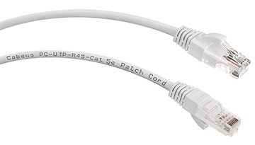 Патч-корд UTP кат.5e, 0.15 м, RJ45-RJ45, белый, CU, Cabeus (PC-UTP-RJ45-Cat.5e-0.15m-WH)