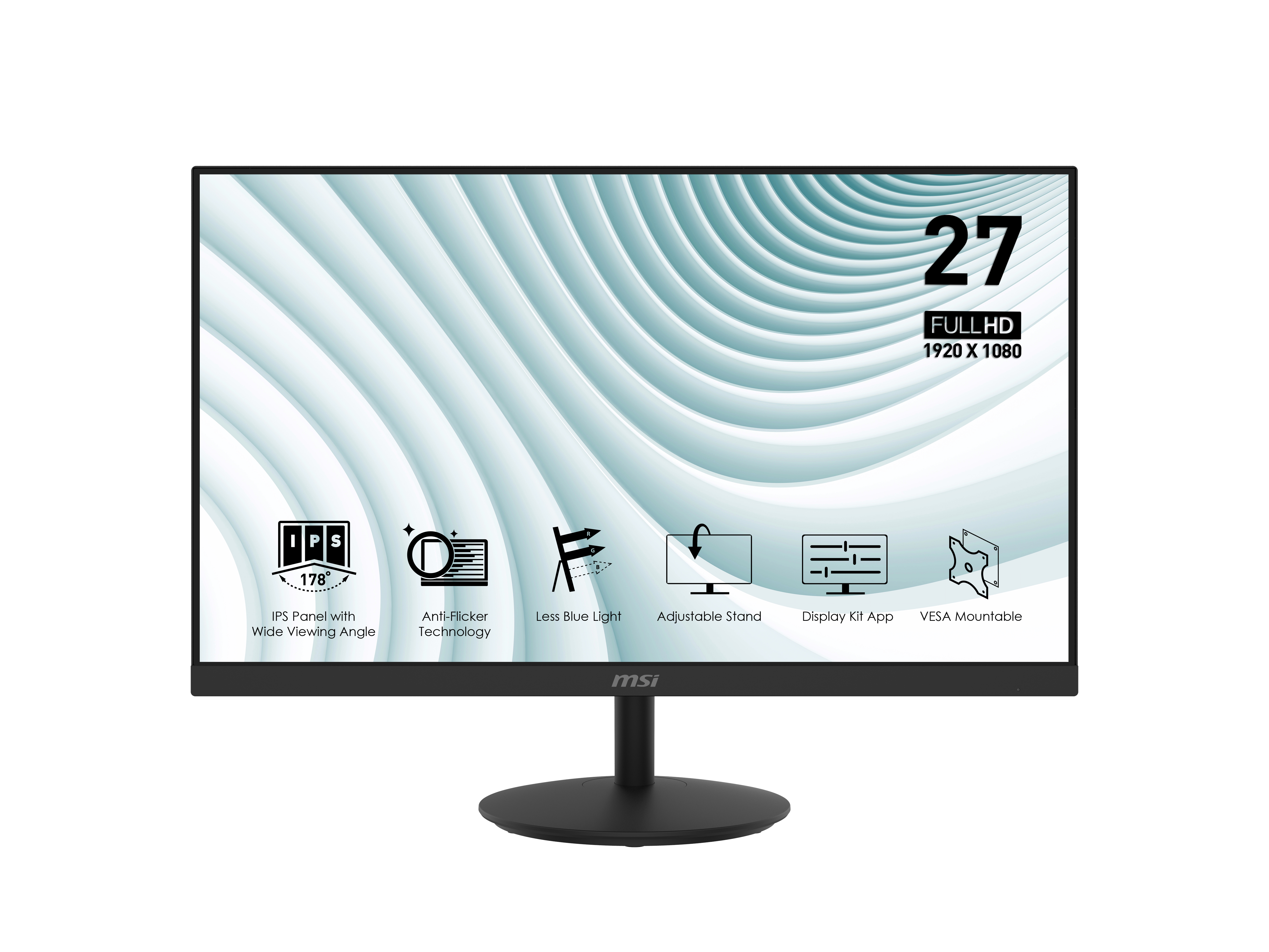 Монитор 27" MSI Pro MP271 IPS, 1920x1080 (16:9), 250кд/м2, 5мс, 178°/178°, VGA, HDMI, черный (9S6-3PA2CT-041)