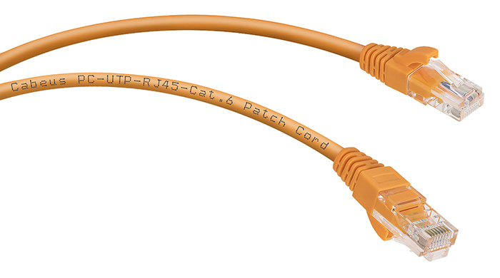 Патч-корд UTP кат.6, 0.5 м, RJ45-RJ45, оранжевый, CU, Cabeus (PC-UTP-RJ45-Cat.6-0.5m-OR)