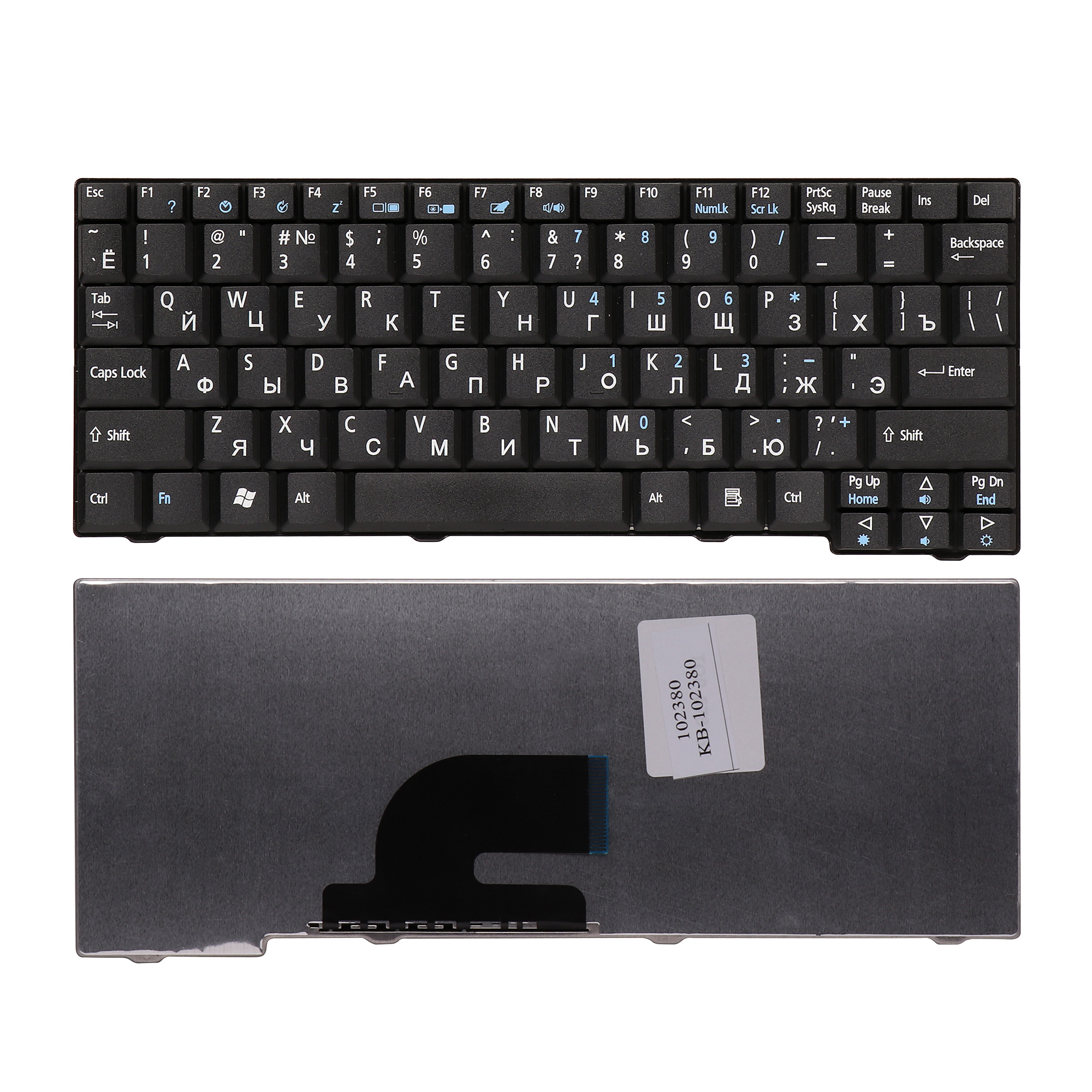 Клавиатура TopON для Acer Aspire One 531, A110, A150, D150, ZG5 Series, плоский Enter, черная без рамки, PN: ZG5, 9J.N9482.00R, 9J.N9482.20R (KB-102380)