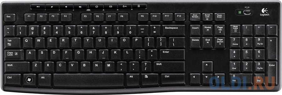 Клавиатура беспроводная Logitech K270 ЛАТИНИЦА (без кириллицы) (приемник Unifying, 2 батарейки AAA) (арт. 920-003058, M/N: Y-R0015 / C-U0007)