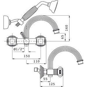 Смеситель для ванны Cezares Olimp (OLIMP-VD-03/24-M-old)