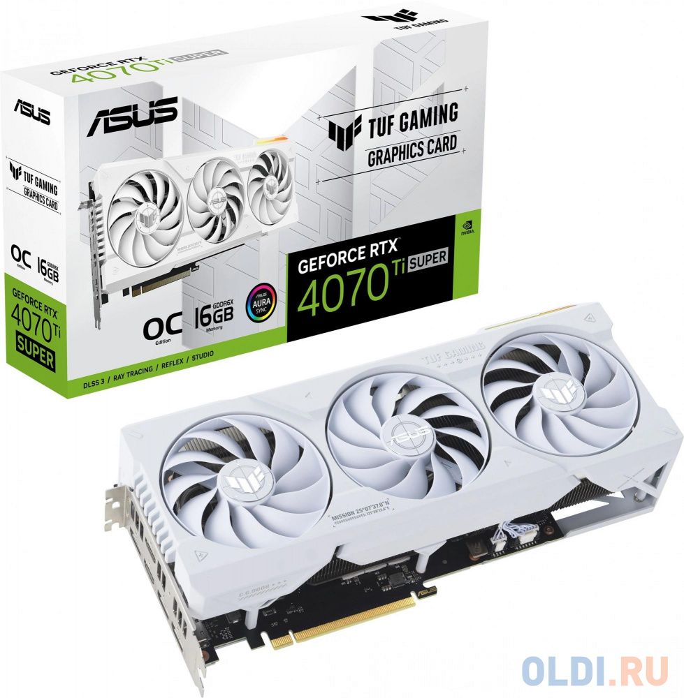 Видеокарта ASUS TUF-RTX4070TIS-O16G-WHITE-GAMING /RTX4070TIS ,HDMI*2,DP*3,16G,D6X