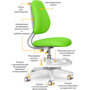 Детское кресло ErgoKids Y-507 KZ обивка зеленая однотонная в Москвe