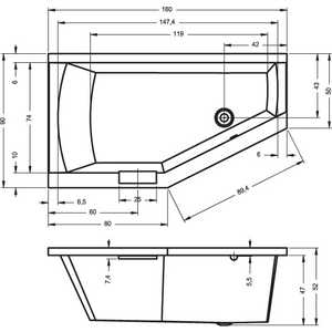 Акриловая ванна Riho Geta 160x90 R правая, без гидромассажа (B029001005) в Москвe