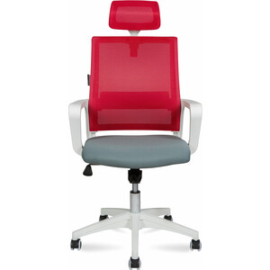 Офисное кресло NORDEN Бит 815AW-AF08-T58 белый пластик / красная сетка / темно серая ткань