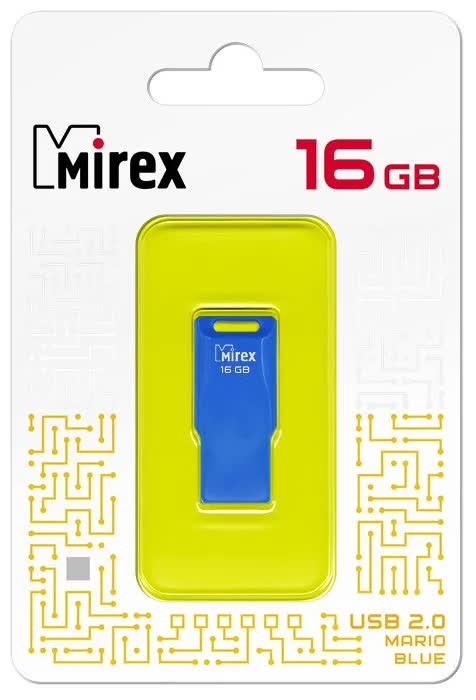 Флешка 16GB Mirex Mario, USB 2.0, Голубой