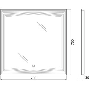 Зеркало BelBagno Spc-Lns 70х70 с подсветкой, сенсор (SPC-LNS-700-700-LED-TCH)