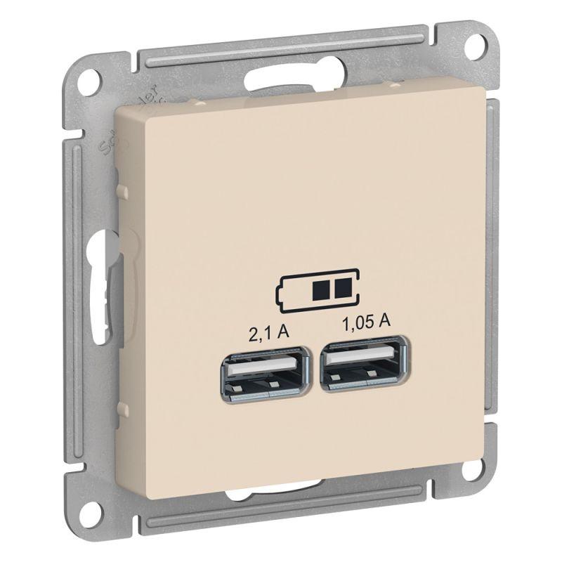 Механизм розетки USB ATLAS DESIGN 5В 1порт х 2.1А 2порта х 1.05А беж. SchE ATN000233 в Москвe