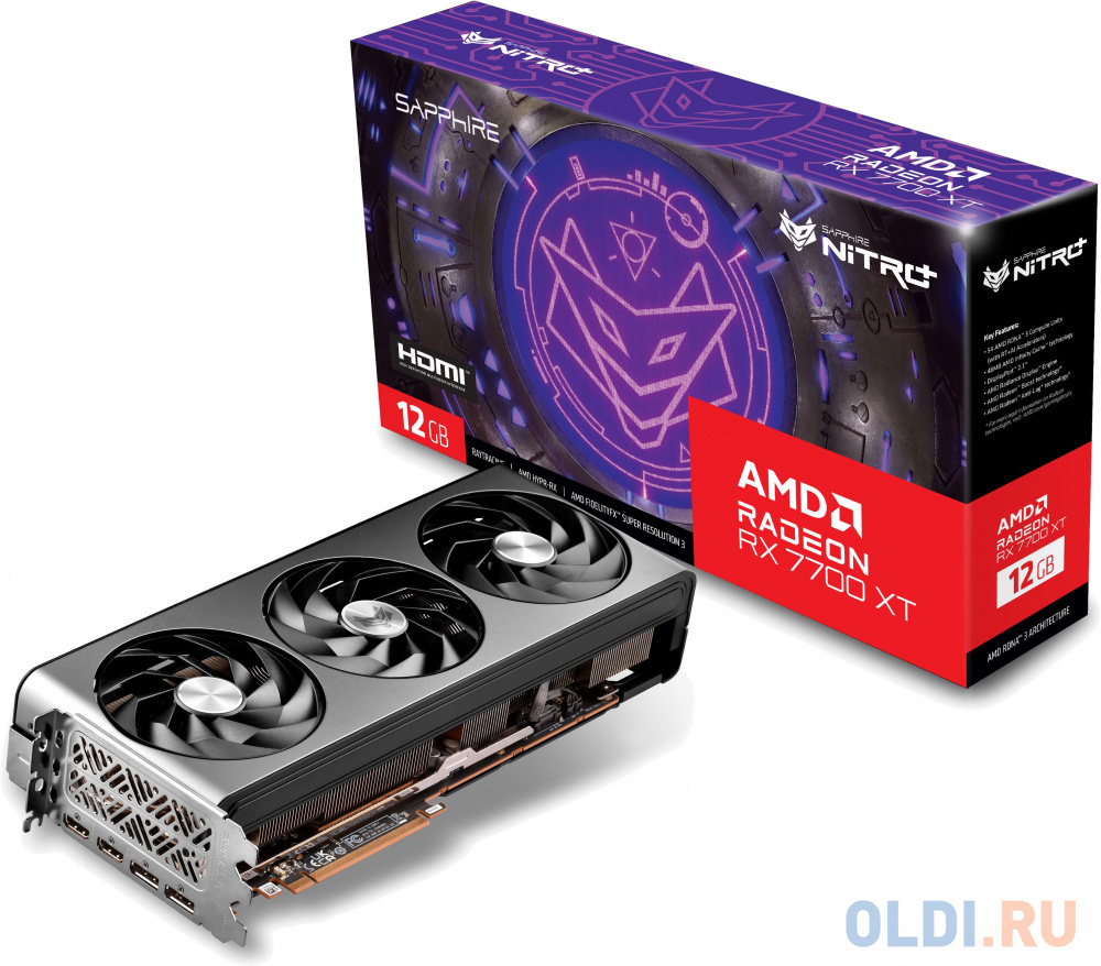 Видеокарта Sapphire PCI-E 4.0 11335-02-20G NITRO+ RX 7700 XT GAMING OC AMD Radeon RX 7700XT 12288Mb 192 GDDR6 2276/16000 HDMIx2 DPx2 HDCP Ret в Москвe