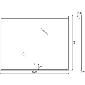 Зеркало BelBagno Spc-Uno 100х80 с подсветкой, сенсор (SPC-UNO-1000-800-TCH)