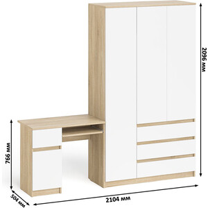 Комплект СВК Мори Стол компьютерный МС-1 правый + Шкаф МШ1200.1, цвет дуб сонома/белый в Москвe
