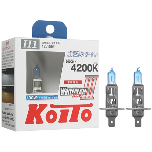 Лампа автомобильная галогенная Koito Whitebeam , 55Вт, 12В, H1, 4200K, 2шт. (P0751W)