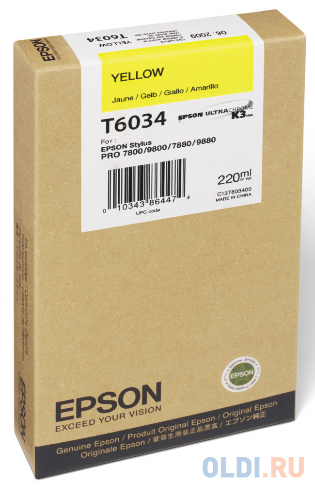 Картридж Epson C13T603400 для Epson Stylus Pro 7800/9800/7880/9880 желтый