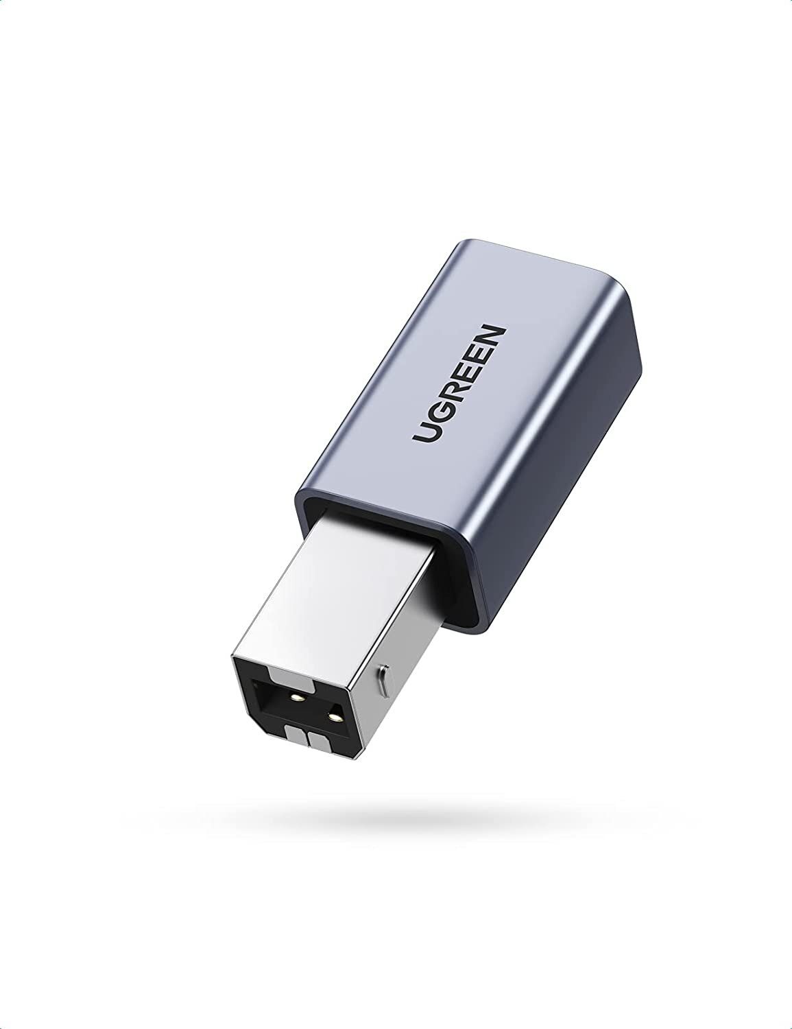 Адаптер UGREEN US382 (20120) USB2.0 USB-C/F to USB2.0 B/M Adapter Aluminum Case Gray