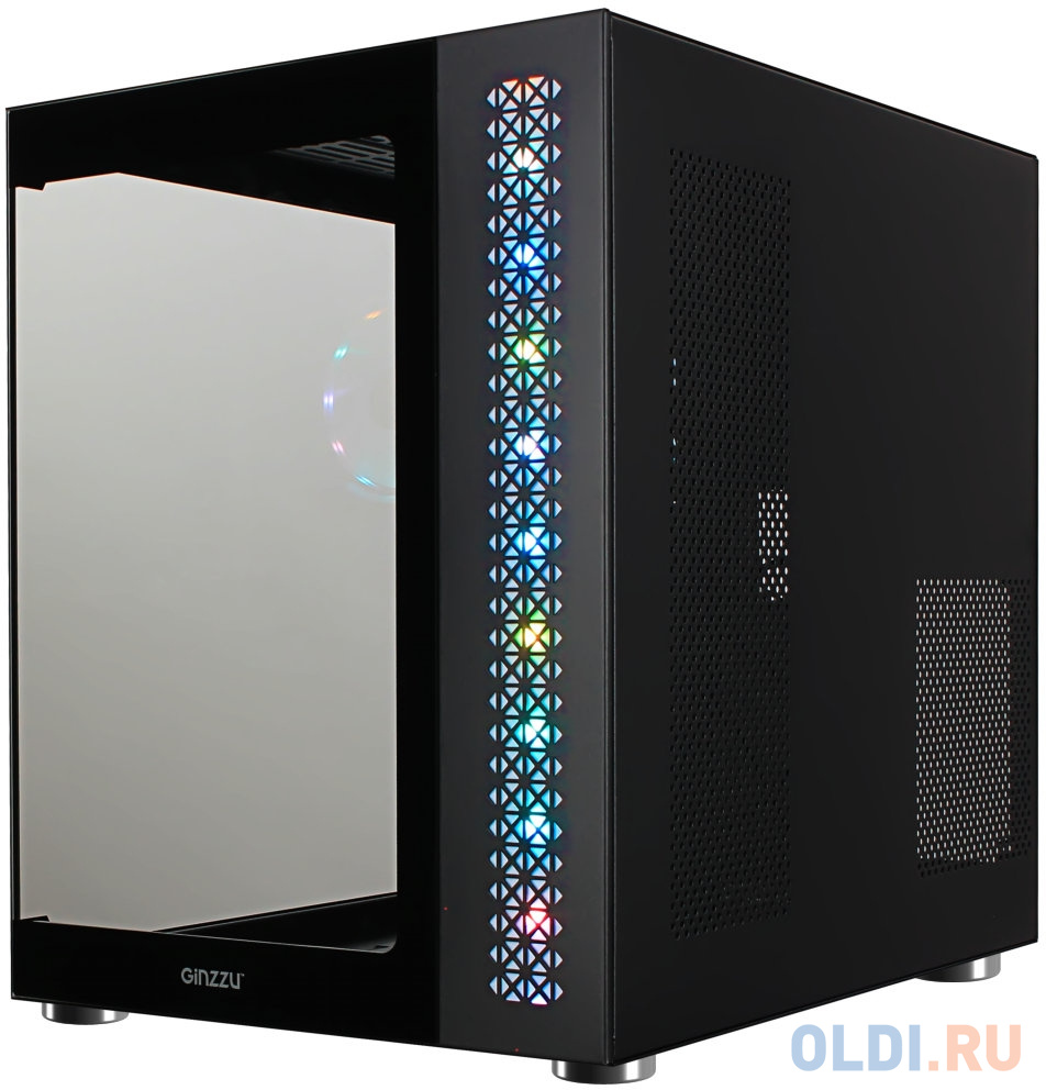 Ginzzu V520 RGB подсветка, закаленное стекло 1*USB 3.0,1*USB 2.0, AU ATX