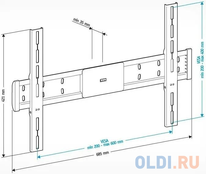 Кронштейн для телевизора Holder LCD-F8601-B черный 55"-100" макс.75кг настенный фиксированный