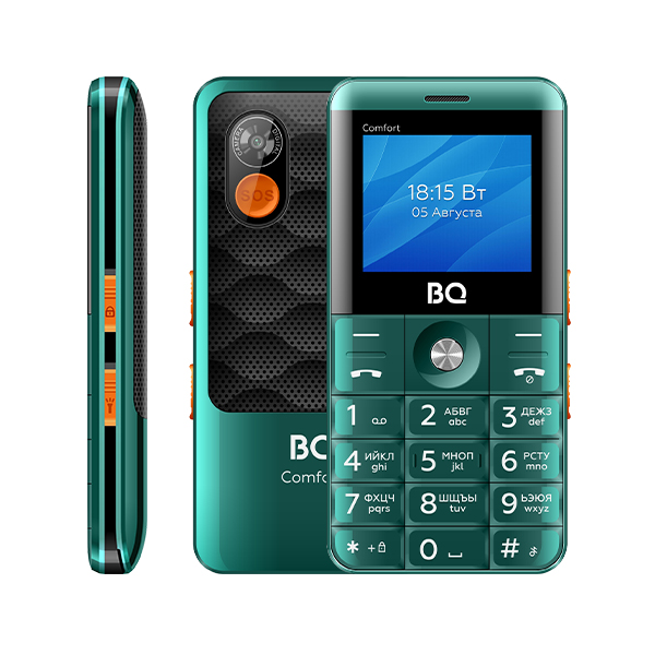 Мобильный телефон BQ 2006 Comfort, 2" 220x176 TFT, 32Mb RAM, 32Mb, BT, 1xCam, 2-Sim, 1600 мА·ч, USB Type-C, черный/зеленый