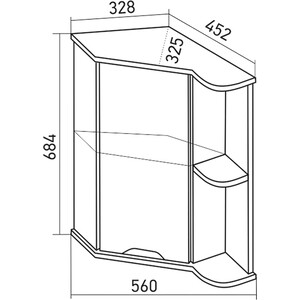 Зеркальный шкаф Mixline Корнер 56х68 угловой, белый (4630099747959) в Москвe