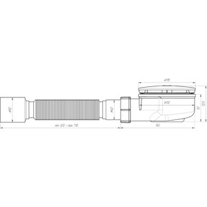 Сифон для душевого поддона АНИ пласт D90 h53 с гофрой 320-710 мм (E355C) в Москвe