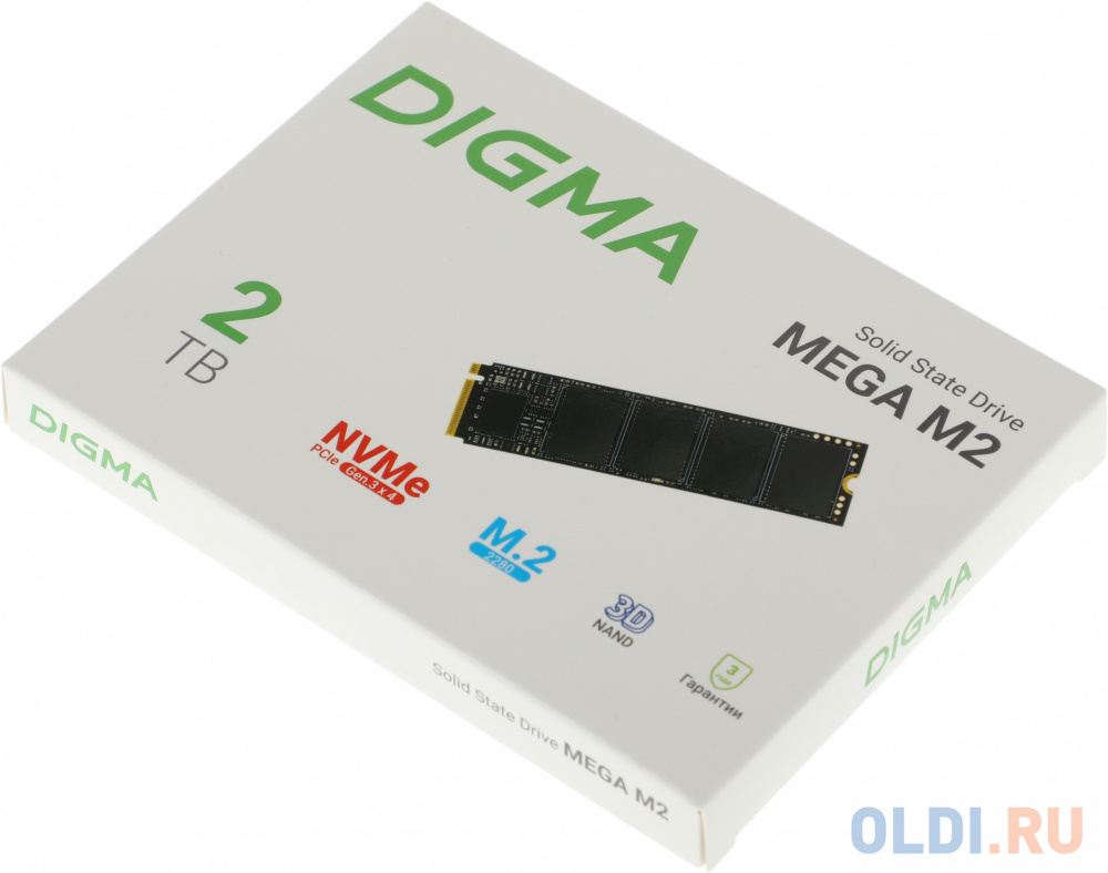 Накопитель SSD Digma PCI-E 3.0 x4 2Tb DGSM3002TM23T Mega M2 M.2 2280 в Москвe