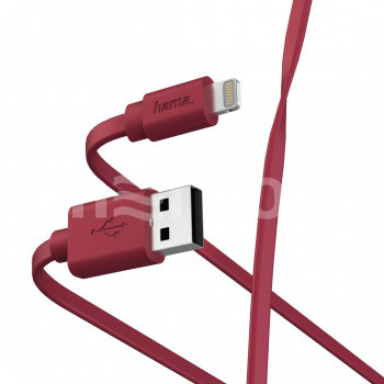 Кабель USB 2.0(Am)-Lightning 8-pin, плоский, 1м, красный Hama (00187233)