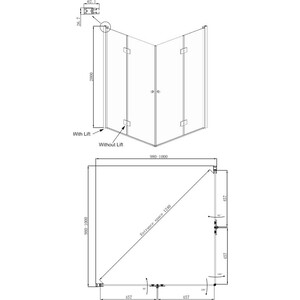 Душевой уголок Ambassador Diamond 100x100 с поддоном, прозрачный, хром (12011110, ЛП00189)