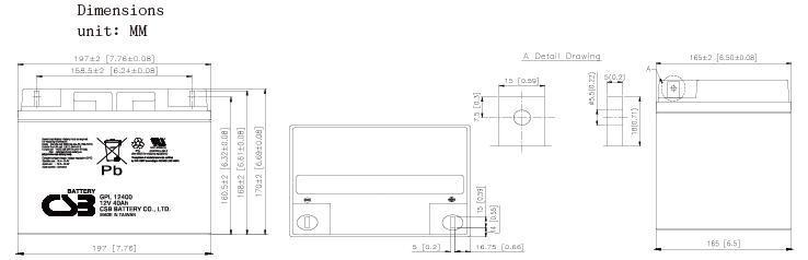 Аккумуляторная батарея для ИБП CSB GPL GPL12400, 12V, 40Ah