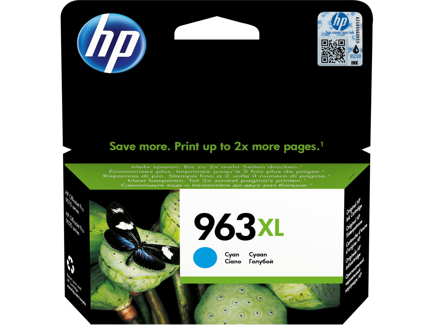 Картридж струйный HP 963XL (3JA27AE), голубой, оригинальный, ресурс 1600 страниц, для OfficeJet Pro 9010/9013/9020/9023