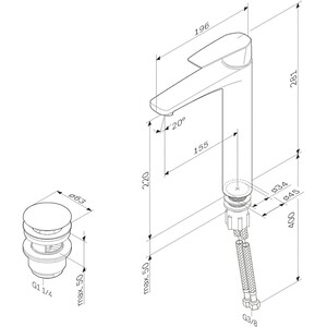 Смеситель для раковины Am.Pm Gem с донным клапаном, хром (F90A92200)