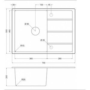 Кухонная мойка EMAR EMQ-1700.Q морион