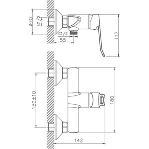 Смеситель для душа Haiba с гигиенической лейкой, хром (HB55556) в Москвe