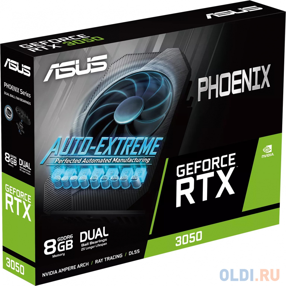 Видеокарта Asus PCI-E 4.0 PH-RTX3050-8G-V2 NVIDIA GeForce RTX 3050 8192Mb 128 GDDR6 1777/14000 HDMIx1 DPx3 HDCP Ret